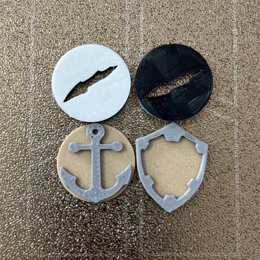 Neverrift TCG Tokens, Tamer Zähmer Schwarz/Weiß, Anker und Schild Tokens, Counter, Markierung, Bestienzähmer, Set für 2 Spieler