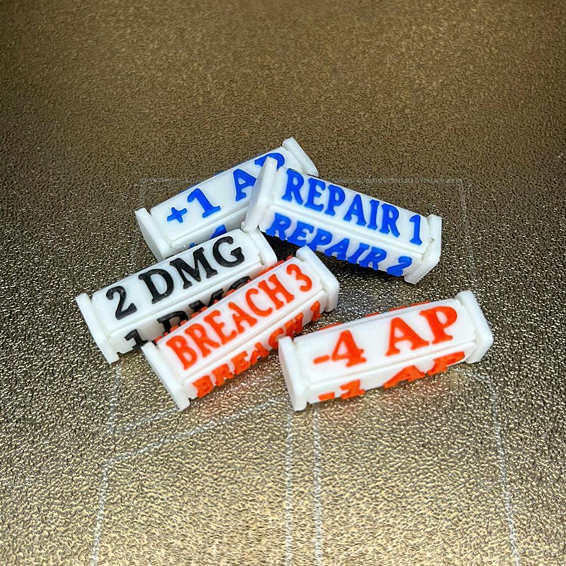 TCG Gametokens, Effektwürfel, AP Counter, Breach, First Strike, Repair, Damage Count, Blocker, Gundam Card Game, 5 Stk