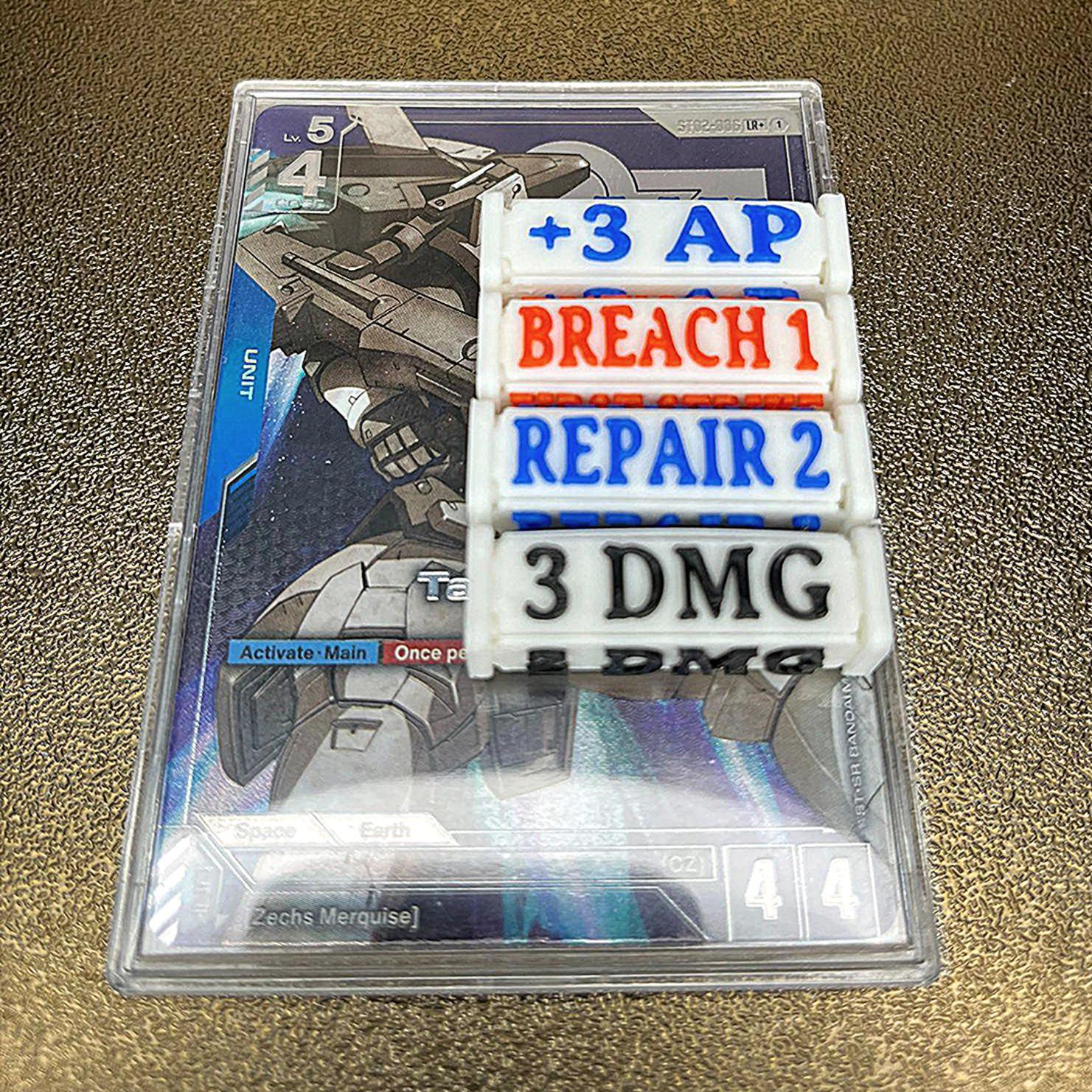 TCG Gametokens, Effektwürfel, AP Counter, Breach, First Strike, Repair, Damage Count, Blocker, Gundam Card Game, 5 Stk